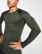 Asos 4505 Training Long Sleeve T-shirt In Gloss Jersey-green