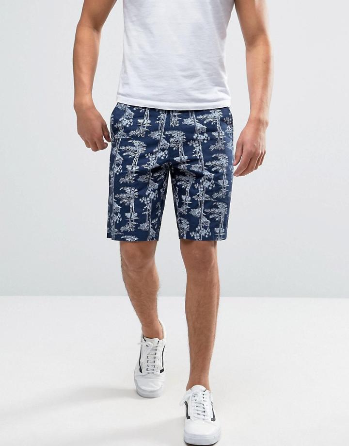 Carhartt Wip Pine Shorts With Hawaii Print - Navy