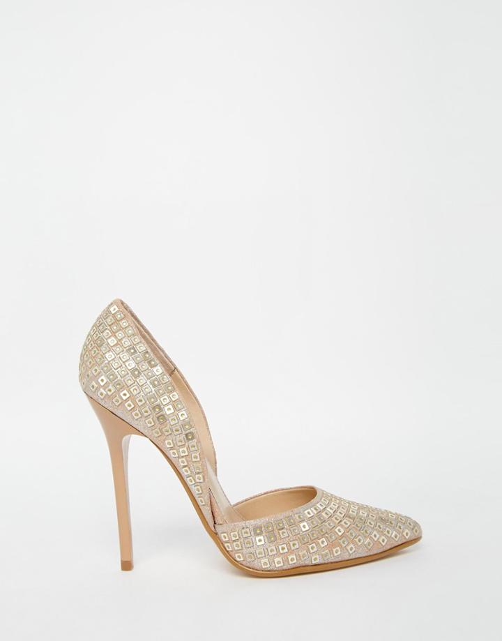 Steve Madden Varcity Gold Sequin Heeled Pumps - Gold Multi