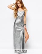 Reclaimed Vintage Maxi Cami Dress In Festival Metallic - Silver