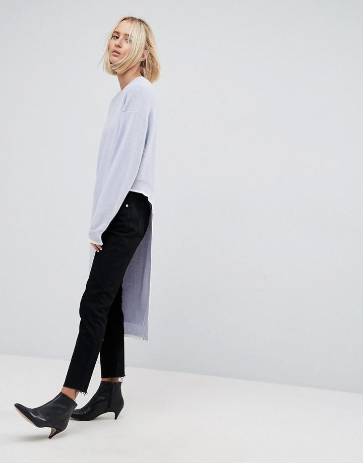 Asos White Curved Seam Knitted Sweater - Blue