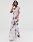 Little Mistress Kimono Sleeve Printed Maxi Dress - Multi
