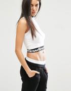 Ellesse High Neck Crop Top With Logo - White