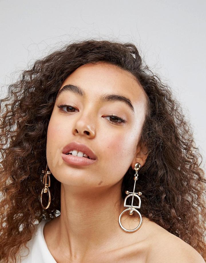 Asos Articulated Bar Earrings - Gold