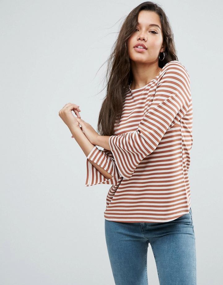 Asos Shell Top With Split Sleeve In Stripe - Multi