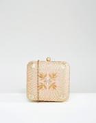 Park Lane Hand Embroidered Box Clutch Bag - Pale Coral