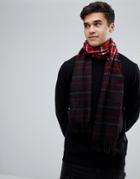 New Look Dip Dyed Check Scarf In Red - Red