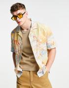 Bershka Oversized Shirt With Painted Print In Sand-neutral
