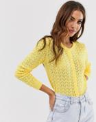 B.young Textured Round Neck Cardigan - Yellow