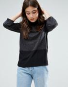Only High Neck Zip Layered Sweater - Gray