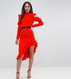 Asos Tall Cold Shoulder Crepe Asymmetric Dress