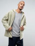 Asos Faux Shearling Reversible Hooded Jacket In Yellow - Yellow