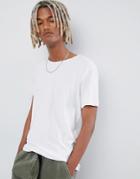 Weekday Dark Raw Edge T-shirt In White - White