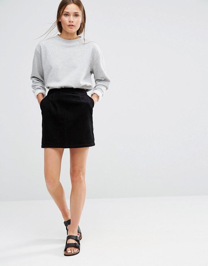 New Look Clean Cord A-line Skirt - Black