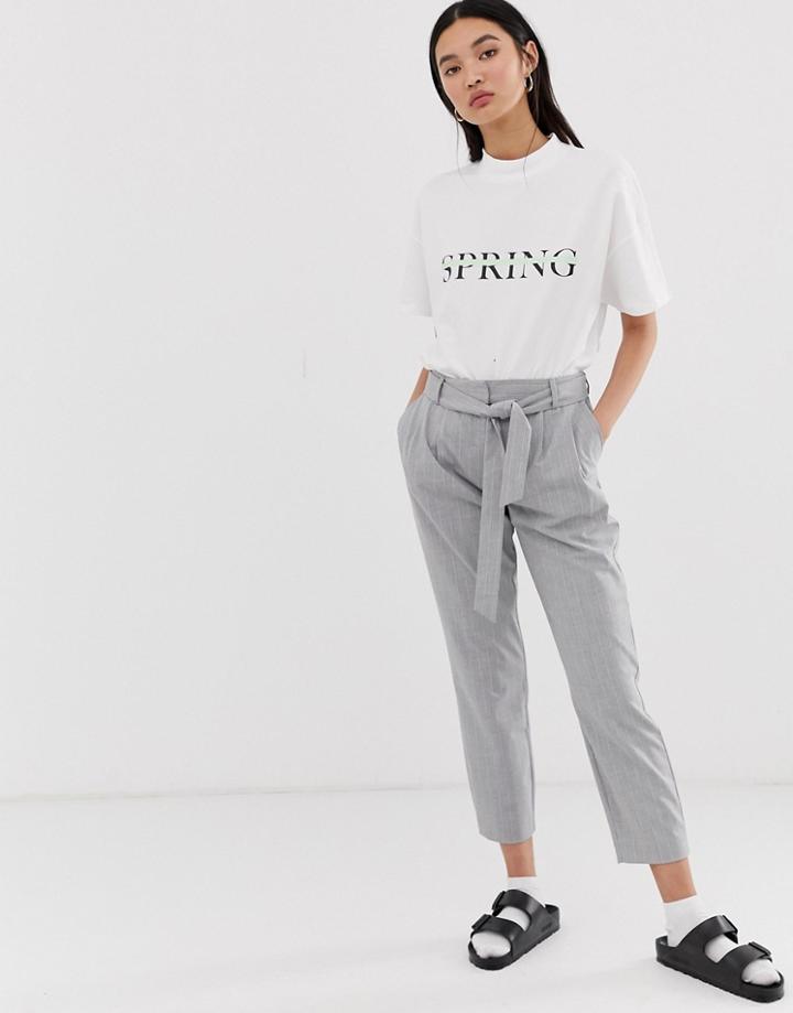 Selected Femme Check Pants With Tie Waist - Multi