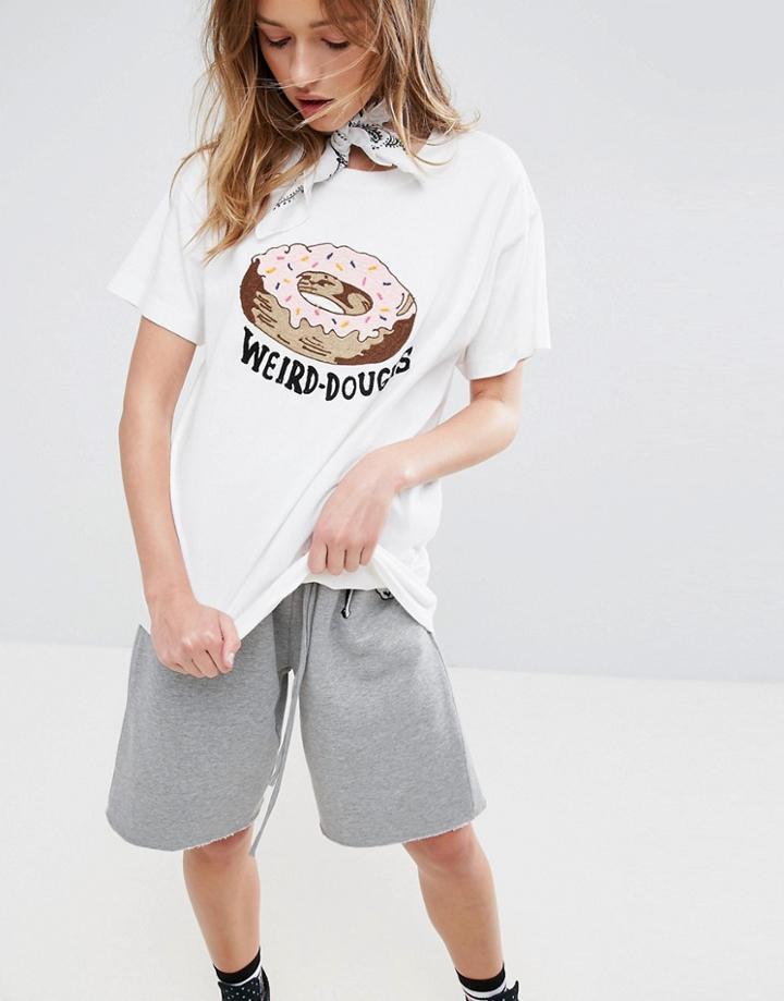 Asos X Lot Stock & Barrel T-shirt With Weird-doughs Patch - White