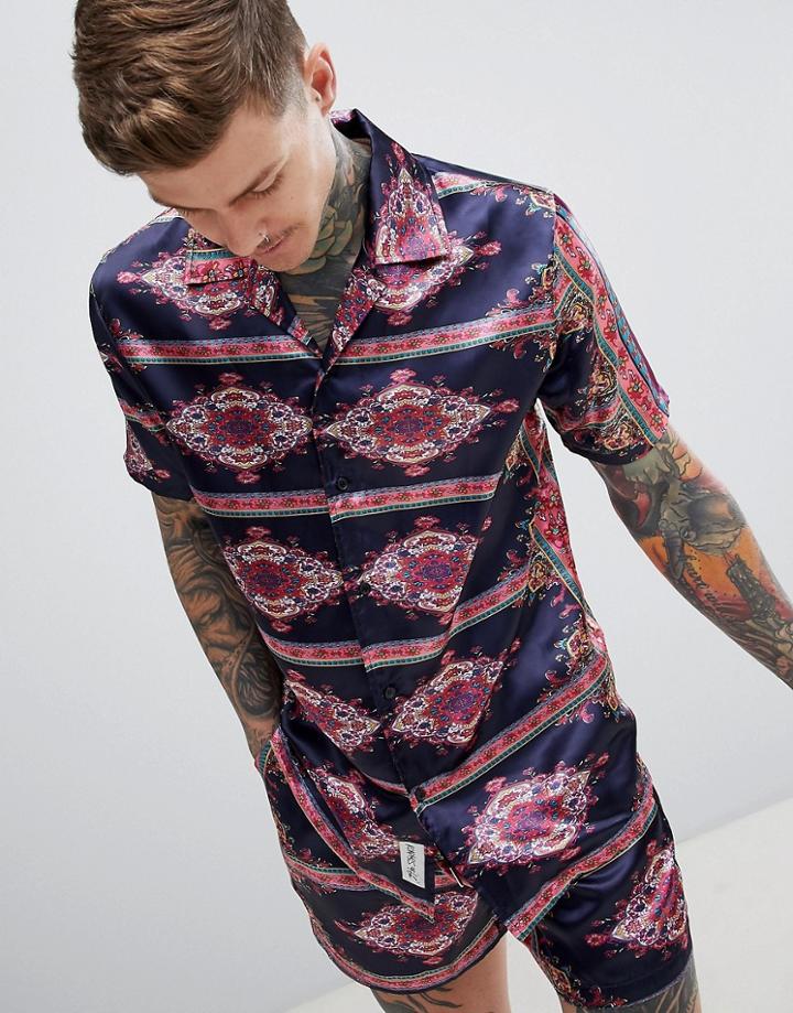 Roadies Of 66 Paisley Print Revere Collar Two-piece Shirt - Navy