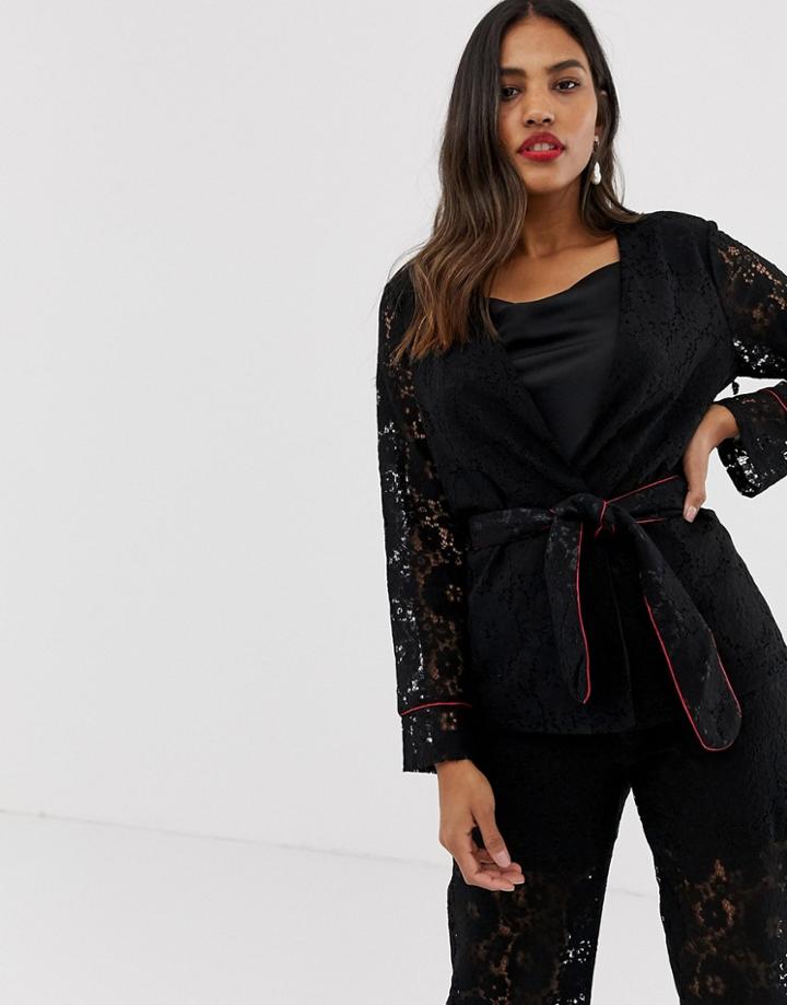 Vila Lace Suit Jacket - Black