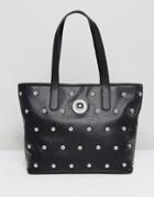 Versace Jeans Tote With Circular Studs - Black