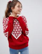 Asos Design Christmas Tree Knitted Sweater - Red