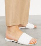 River Island Wide Fit Woven Faux Leather Slider Sandal In White