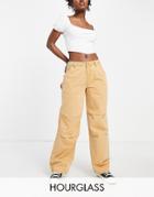 Asos Design Hourglass Slouchy Cargo Pants In Camel-neutral