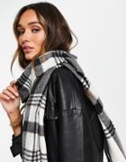 Topshop Recycled Mono Check Scarf In Black