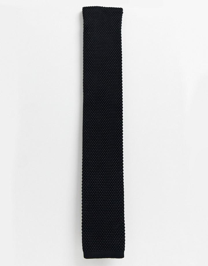 Twisted Tailor Knitted Tie In Black