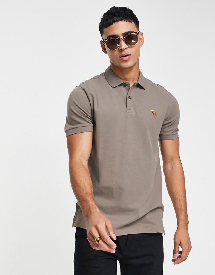 Abercrombie & Fitch 3d Icon Logo Slim Fit Pique Polo In Green