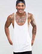 Asos Tank With Extreme Racer Back And Raw Edge In White - White