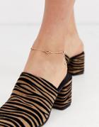 Asos Design Anklet With Open Heart Station In Gold Tone