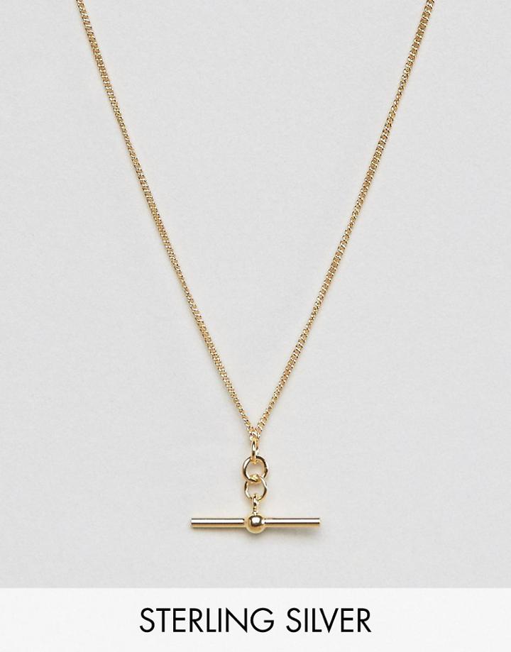 Asos Gold Plated Sterling Silver Toggle Necklace - Gold