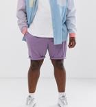 Asos Design Plus Slim Chino Shorts In Washed Lilac-purple