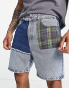 Liquor N Poker Denim Shorts In Lightwash Blue With Paneling - Part Of A Set