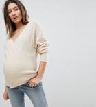 Asos Maternity Nursing Sweater In Wrap Fluffy Yarn - Beige
