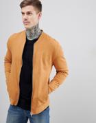 Asos Design Jersey Bomber Jacket In Dark Orange - Yellow