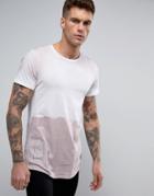 Religion Longline T-shirt With Washed Dripping Paint Detail - Pink