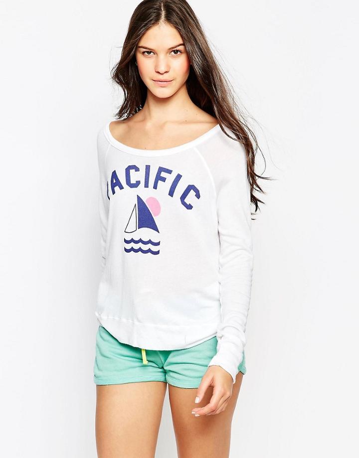 Sundry Pacfic Long Sleeve Terry Sweatshirt - White