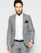 Heart & Dagger Houndstooth Blazer With Peak Lapel In Skinny Fit - Black