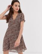 Daisy Street Short Sleeve Mini Skater Dress In Ditsy Floral - Multi