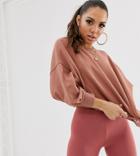 Asos Design Washed Sweatshirt With Wide Sleeve In Tan