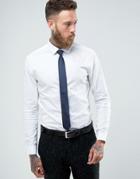 Asos Skinny Shirt In White With Navy Tie Save - White