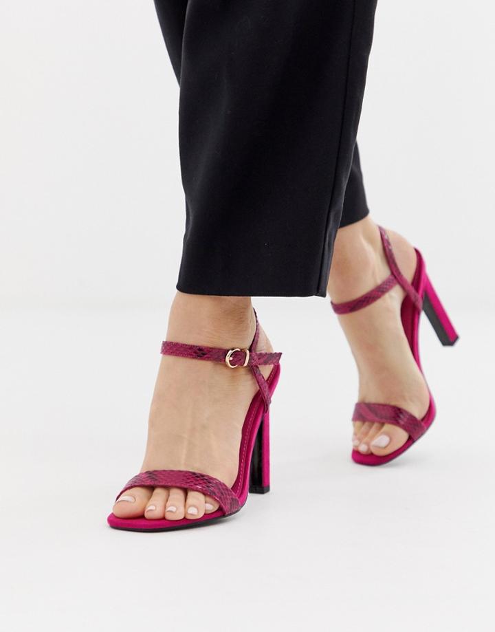 River Island Heeled Sandals In Pink