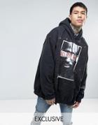 Reclaimed Vintage Inspired Super Oversized Hoodie With 2 Pac Print - Black