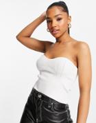 Miss Selfridge Knit Rib Contour Bandeau In White - White