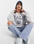 Pull & Bear Oversized Yale Varsity Sweatshirt With Collar In Gray