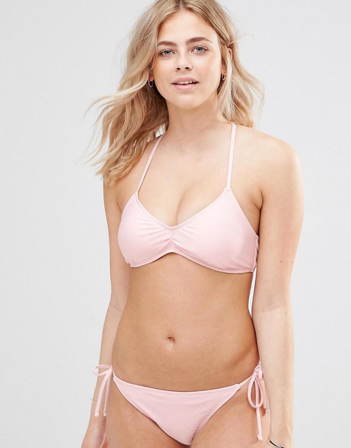 Hot Water Cross Back Bikini Top - Pink