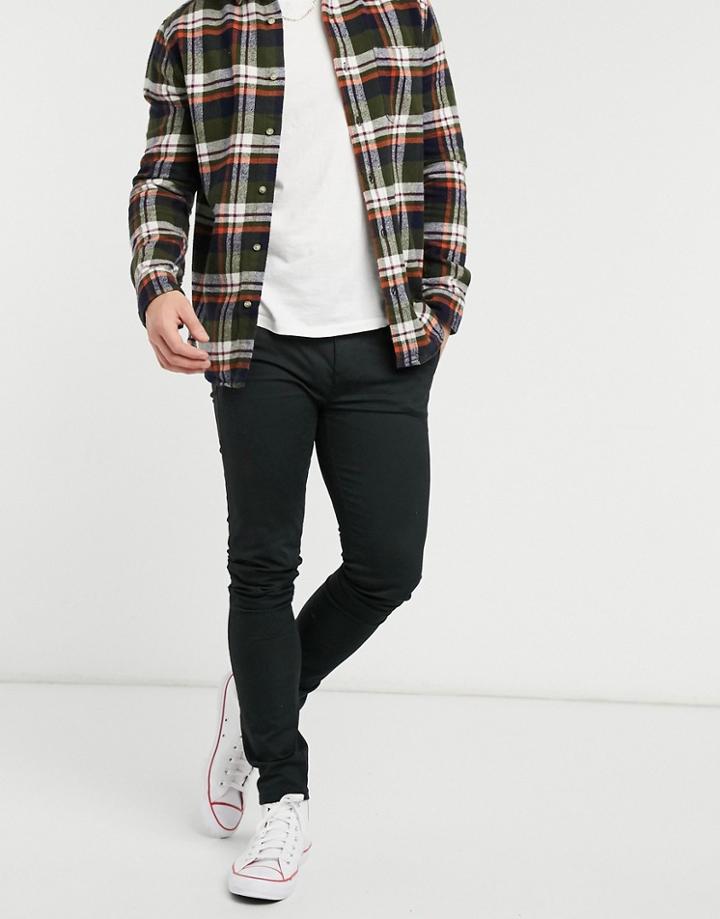 Topman Cotton Blend Skinny Chinos In Black