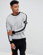 Hype Sweatshirt In Gray With Stripe And Sleeve Patch - Gray