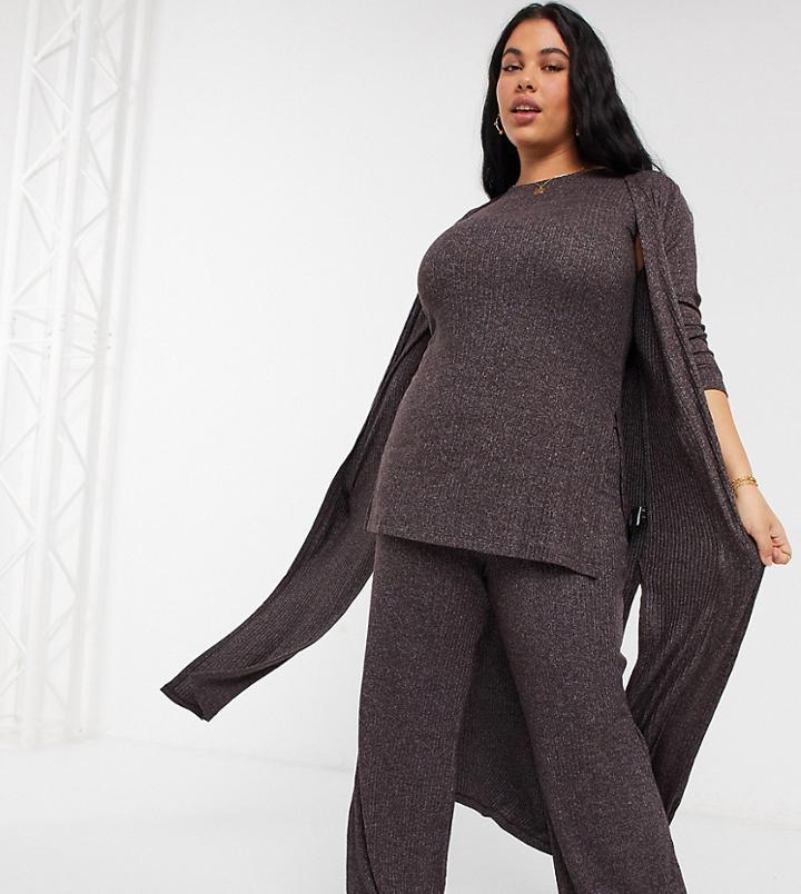 Simply Be Coordinating Longline Cardigan In Cocoa-brown